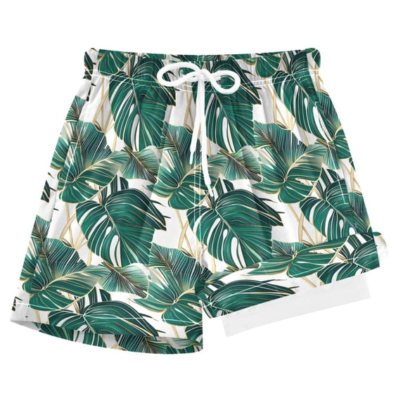 joogoo Tropical Leaves Green Boys Swim Trunks Beach Swimsuit Shorts Boxer 9-11Y