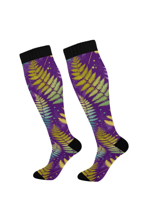 Tropical Palm Leaf-p1 Socks Women Men Knee High Sock