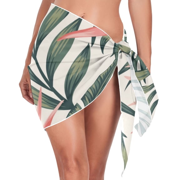 joogoo Tropical Palm Tree Flowers Women's Beach Sarong Bathing Suit Wrap Swimwear Cover Ups L
