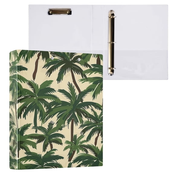 joogoo Tropical Palm Trees Hardcover 3 Ring Binder 1.5" Round Rings Interior Pockets Binders Organizer 1 Pack