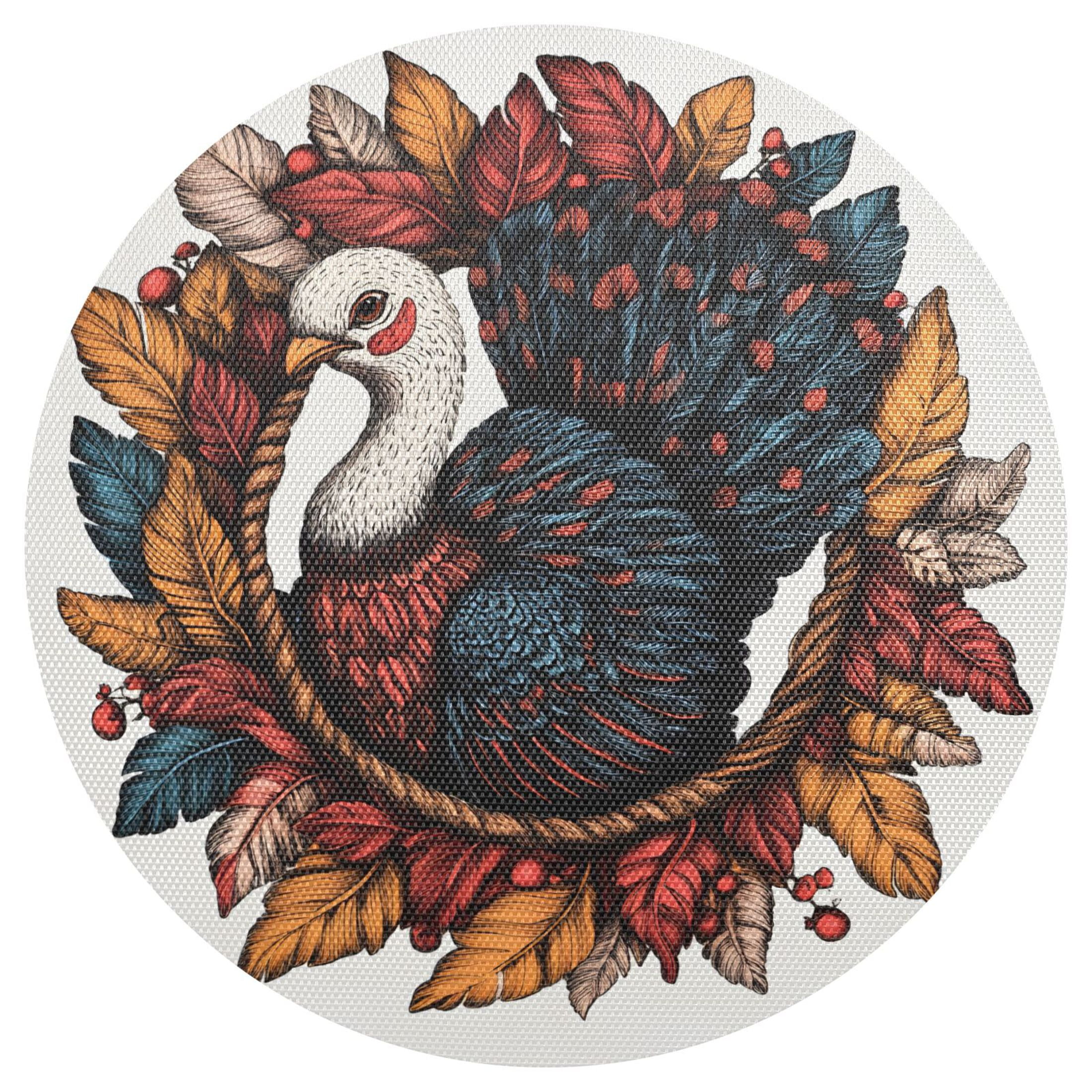 joogoo Turkey in Flower Ring Round Plate Mats for Dining Table Placemat ...