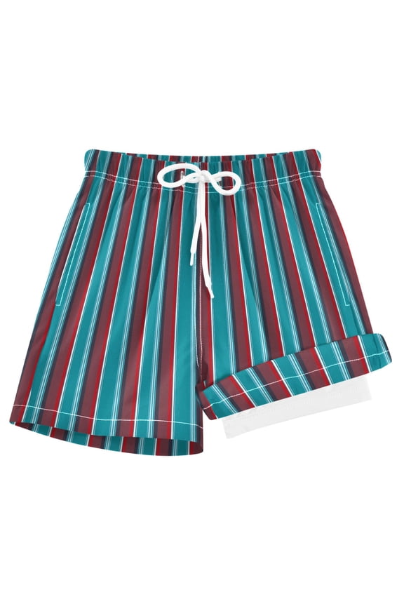 Turquoise Stripes Boys Swim Trunks Beach Swimsuit Shorts Boxer 8Y