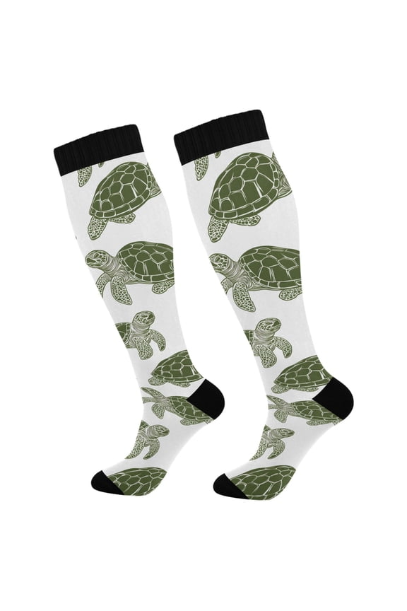 Turtle Retro Socks Women Men Knee High Sock