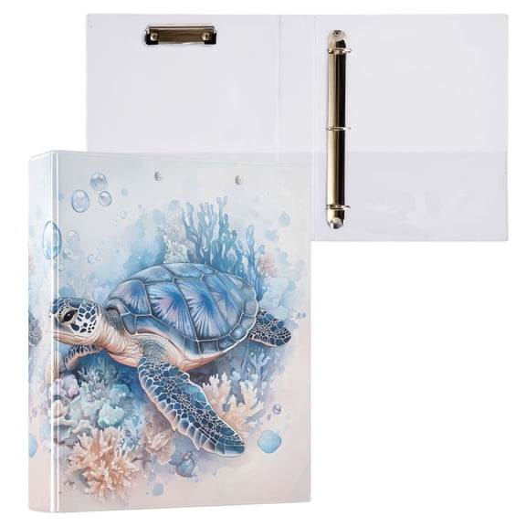 joogoo Turtle Swimming Hardcover 3 Ring Binder 1.5" Round Rings Interior Pockets Binders Organizer 1 Pack