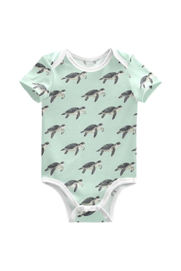 Turtles Pattern Baby Bodysuits Short Sleeve Cotton Onesies Clothes 3Months