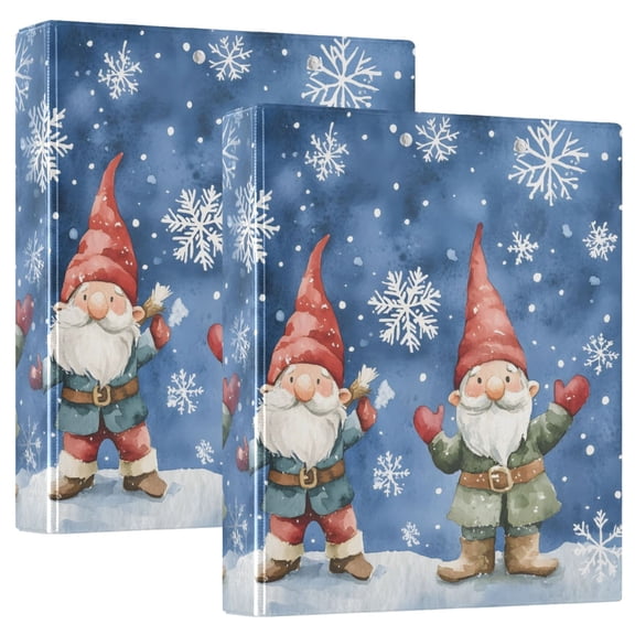 joogoo Two Cute Gnomes Hardcover 3 Ring Binder 1.5" Round Rings Interior Pockets Binders Organizer 2 Pack