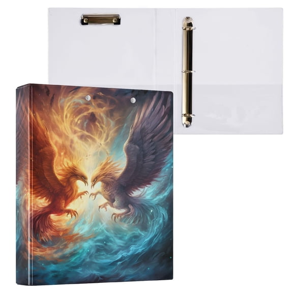 joogoo Two Phoenix Flying Hardcover 3 Ring Binder 1.5" Round Rings Interior Pockets Binders Organizer 1 Pack