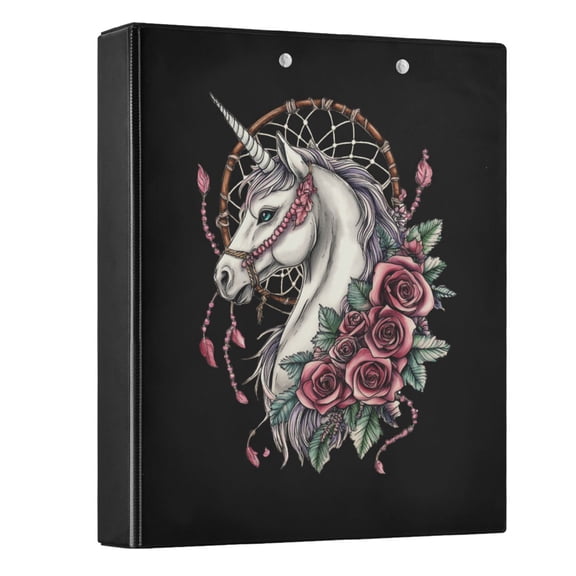 joogoo Unicorn Hardcover 3 Ring Binder 1.5" Round Rings Interior Pockets Binders Organizer 1 Pack