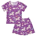 thumbnail image 1 of joogoo Unicorn Rainbow Clouds Pattern Pajama Sets Short Sleeve Cotton 2-Piece Sleepwear 10Y, 1 of 7