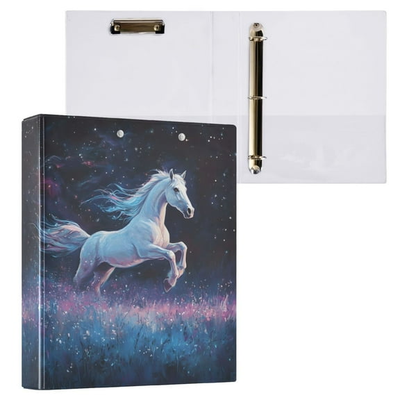 joogoo Unicorn Running Hardcover 3 Ring Binder 1.5" Round Rings Interior Pockets Binders Organizer 1 Pack