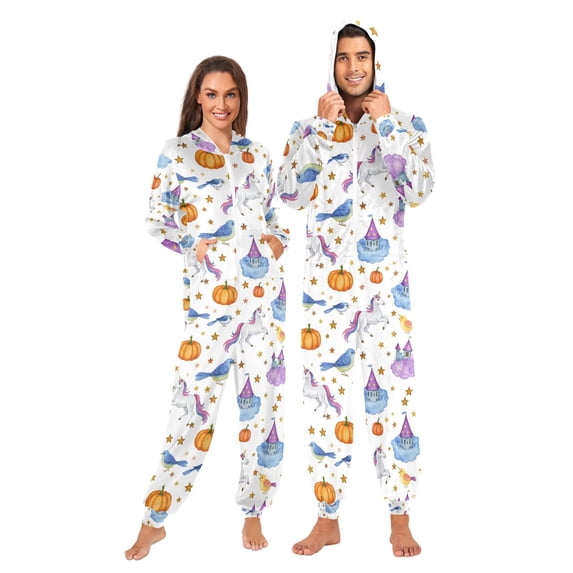 joogoo Unicorn and Stars Unisex Adults Onesies Pajamas Jumpsuits L