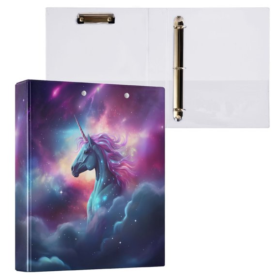 joogoo Unicorn in Sky Hardcover 3 Ring Binder 1.5" Round Rings Interior Pockets Binders Organizer 1 Pack
