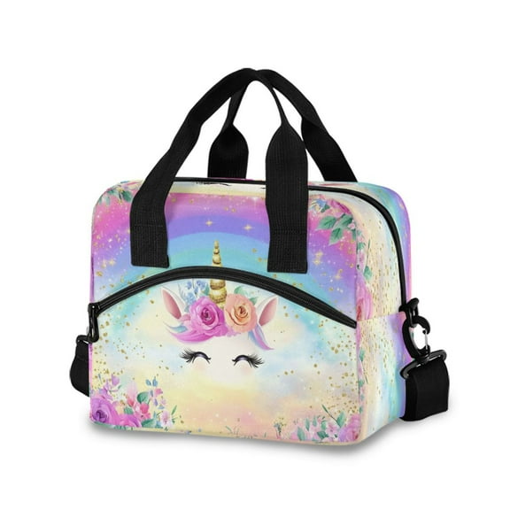 joogoo Unicorn with Rainbow Insulated Lunch Bags Reusable Cooler Box with Shoulder Strap