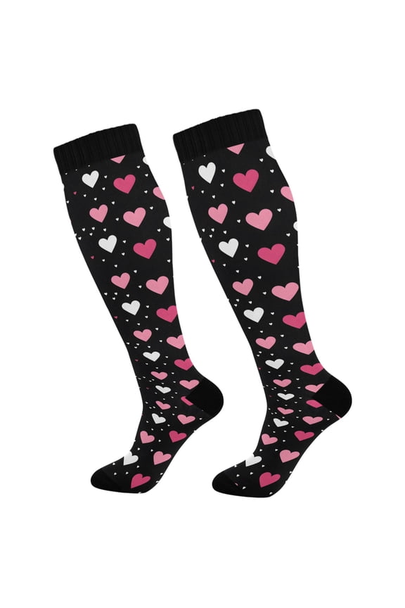 Valentine's Day Hearts Socks Women Men Knee High Sock