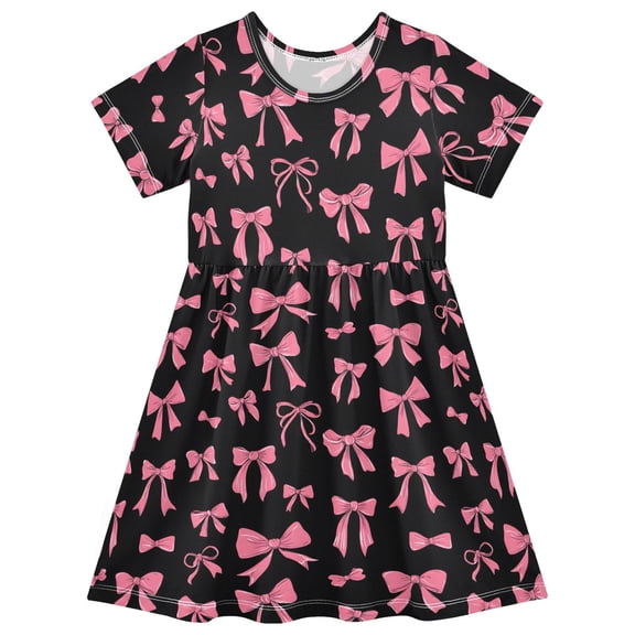 joogoo Various Bow Girls' Short Sleeve Dress Kids Dresses 5-6T