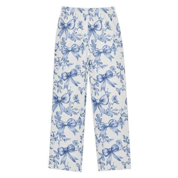 joogoo Vintage Bows Blue Pajama Pants Pj Bottoms Sleepwear Lounge L