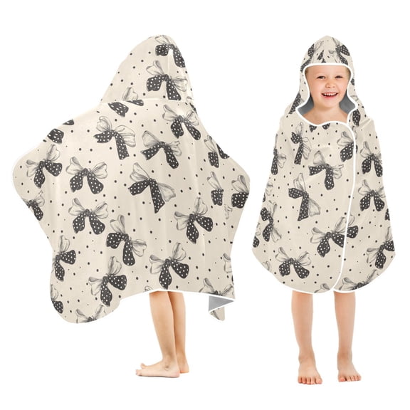 joogoo Vintage Bows Polka Dots Kids Hooded Beach Towel Baby Bath Towel 23.5"x50"
