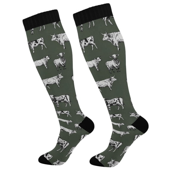 joogoo Vintage Cows Socks Women Men Knee High Sock