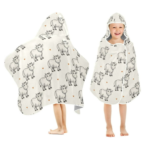 joogoo Vintage Cows Kids Hooded Beach Towel Baby Bath Towel 23.5"x50"