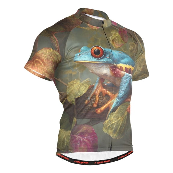 joogoo Vintage Frog Pattern Men's Cycling Jerseys Mountain Bike Short Sleeve Tops XL
