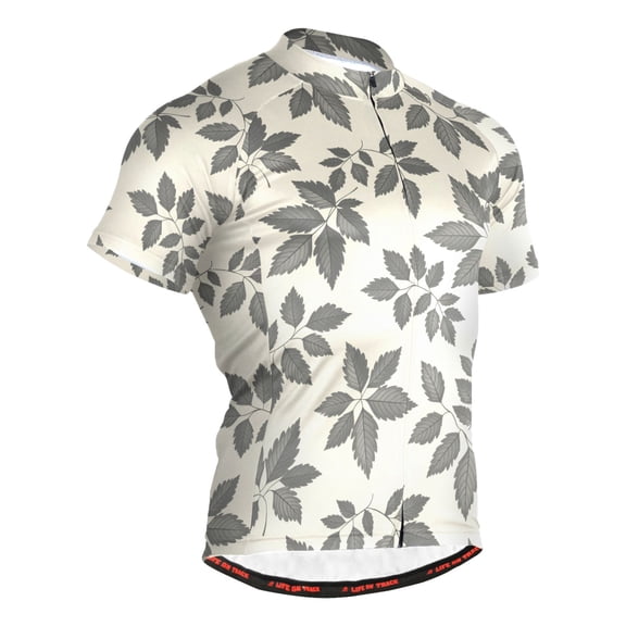 joogoo Vintage Leaves Pattern Men's Cycling Jerseys Mountain Bike Short Sleeve Tops L