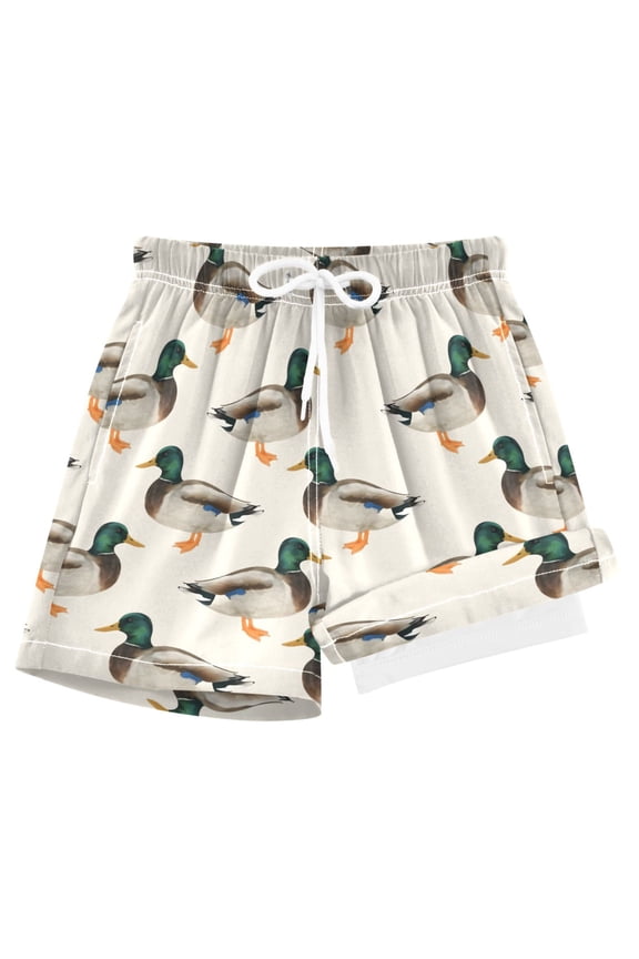 Vintage Mallard Ducks Boys Swim Trunks Beach Swimsuit Shorts Boxer 8Y