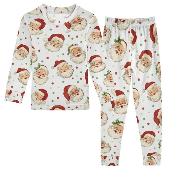 joogoo Vintage Santa Claus 2 Piece Long Sleeve Tee and Pants Cotton Pajama Set 3T