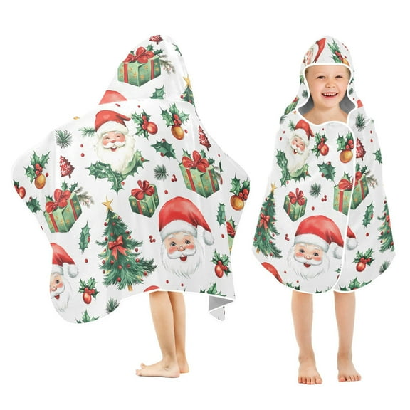 joogoo Vintage Santa Claus Trees Kids Hooded Beach Towel Baby Bath Towel 23.5"x50"