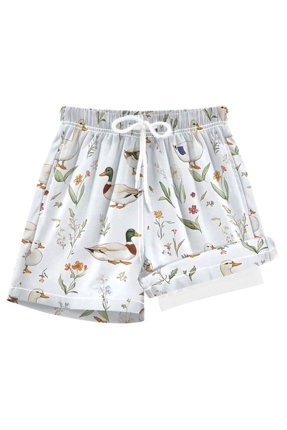 Vintage Wild Ducks Boys Swim Trunks Beach Swimsuit Shorts Boxer 12-13Y