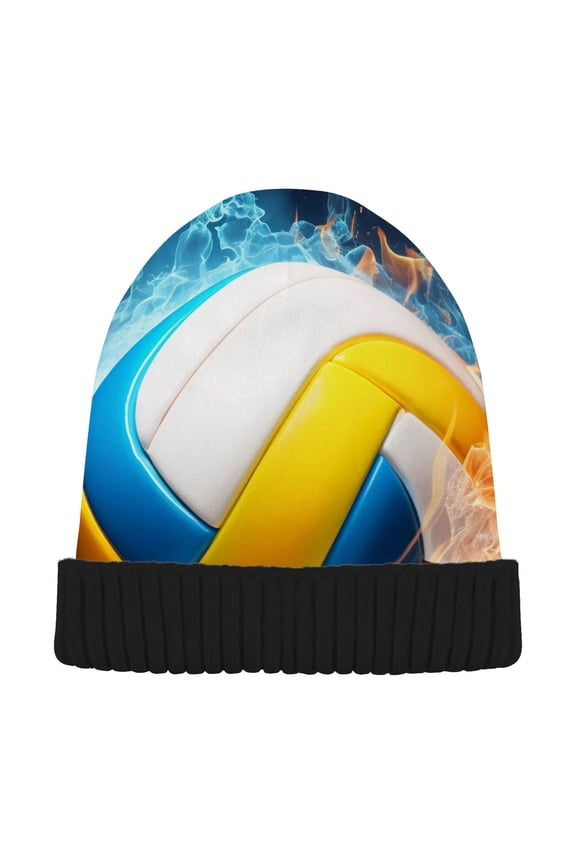 Volleyball Beanie Hats Men Women Cuffed Skull Cap Winter Warm Knit Thick Beanies