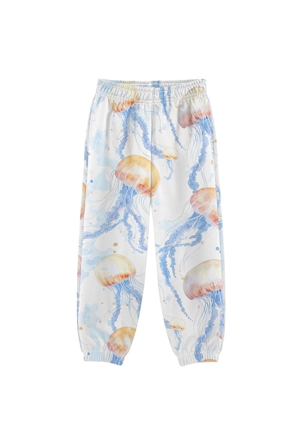 Watercolor Jellyfish Pattern Boys' Sweatpants Jogger Pants 5-6Y