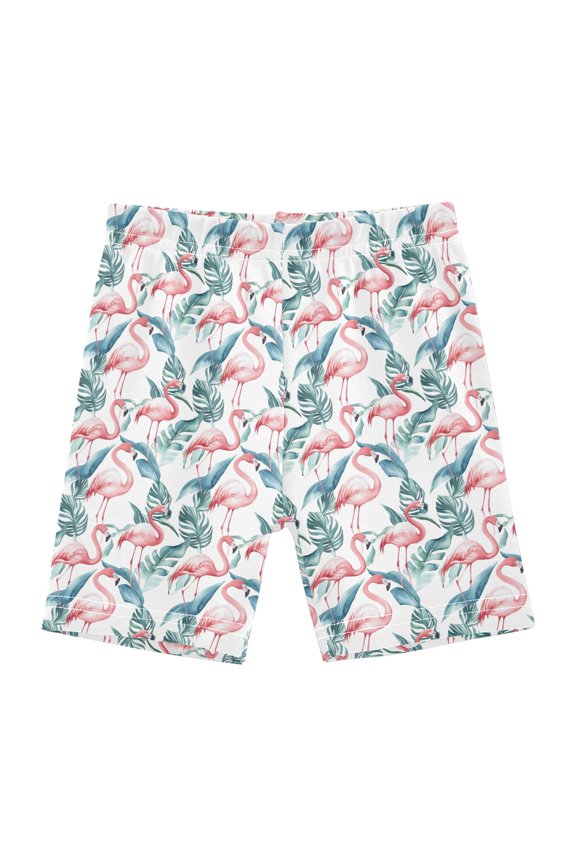 Watercolor Tropical Flamingo Girls Lined Shorts Bike Dance Bottoms 5T
