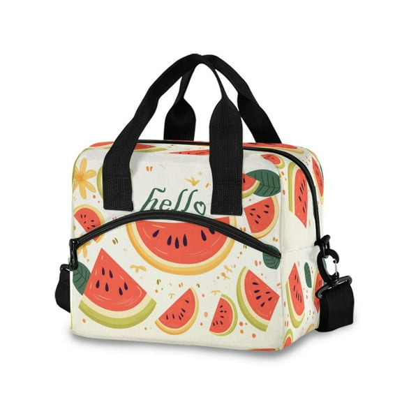 joogoo Watermelon with Hello Insulated Lunch Bags Reusable Cooler Box with Shoulder Strap