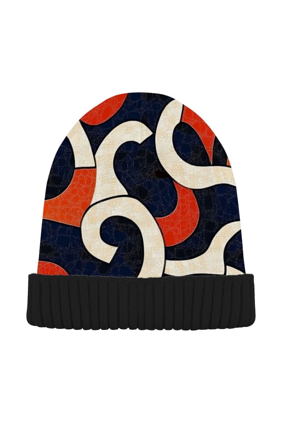 Wave Lines Beanie Hats Men Women Cuffed Skull Cap Winter Warm Knit Thick Beanies