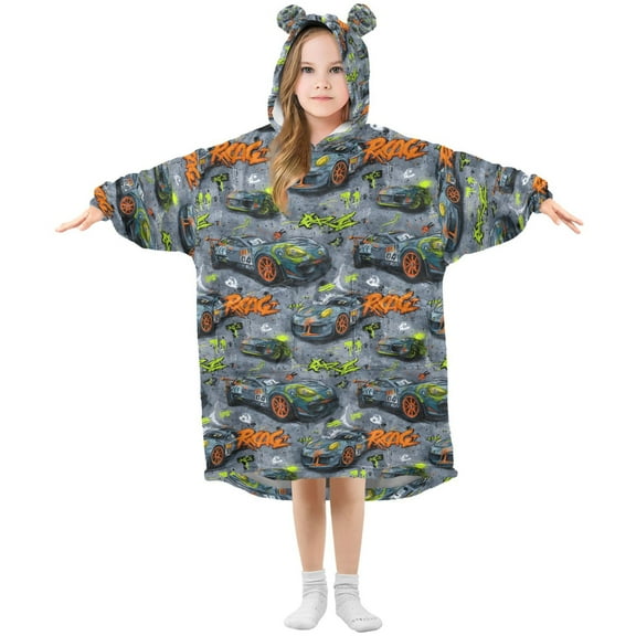joogoo Wearable Blanket Car Racing Cartoon Hoodie for Oversized Sherpa Hooded 3-14 YR M