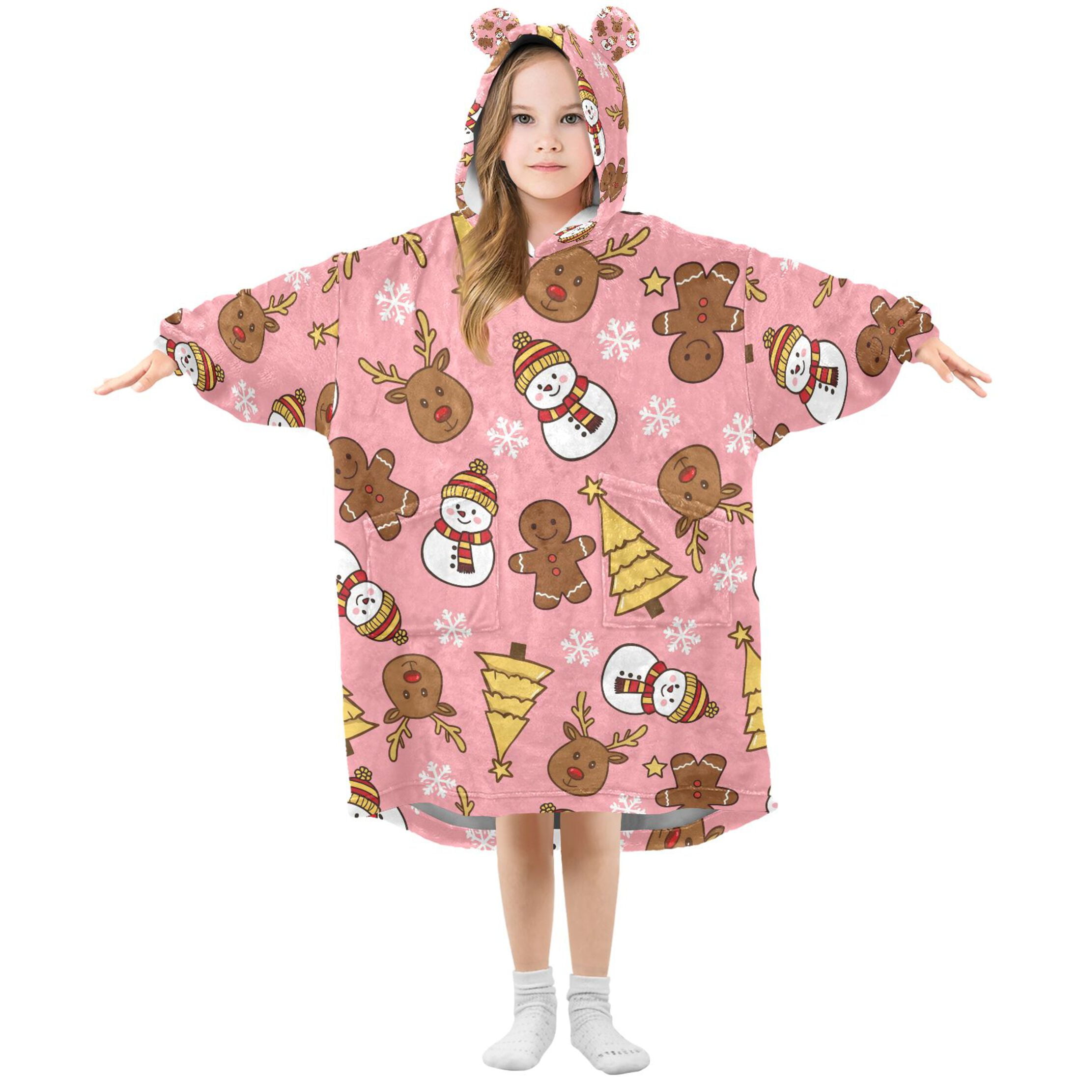 joogoo Wearable Blanket Gingerbread Man Christmas Snowman Hoodie for Oversized Sherpa Hooded 3-14 YR M