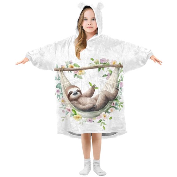 joogoo Wearable Blanket Hoodie Cute Sloth-s2 for Flannel Sherpa Pocket 3-14 YR S