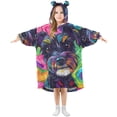 thumbnail image 1 of joogoo Wearable Blanket Hoodie Dog Oil Paint for Flannel Sherpa Pocket 3-14 YR S, 1 of 7