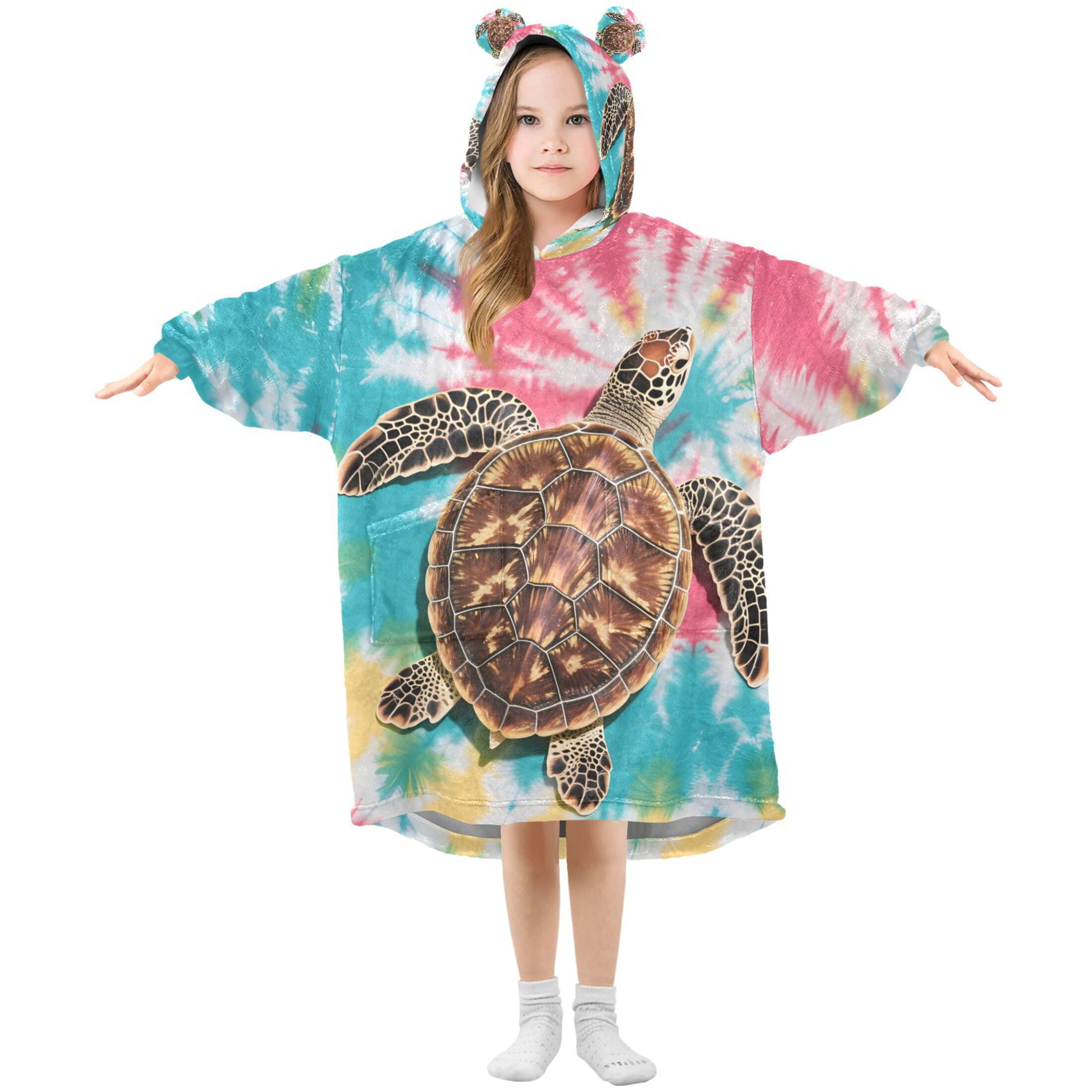 joogoo Wearable Blanket Hoodie Turtle Tie Dye for Flannel Sherpa Pocket 3-14 YR S