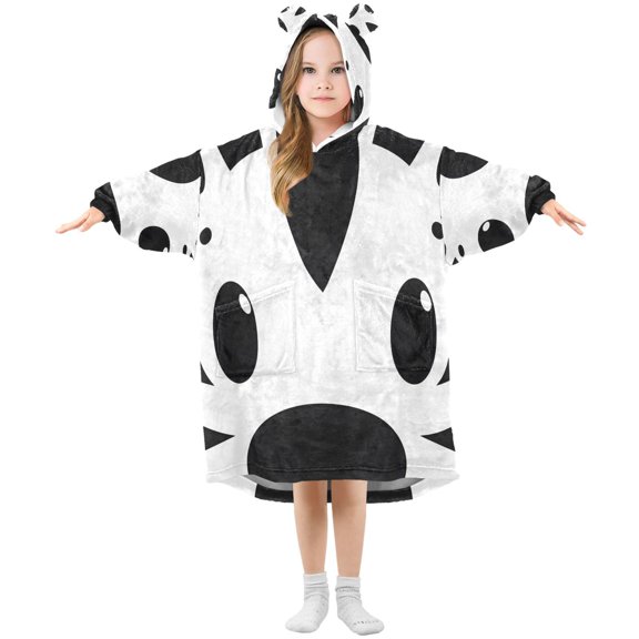 joogoo Wearable Blanket Hoodie Zebra Face for Flannel Sherpa Pocket 3-14 YR S