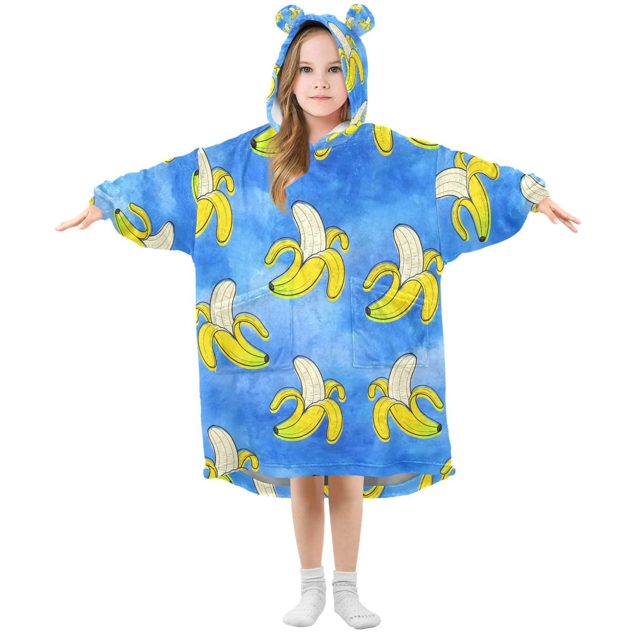 joogoo Wearable Blanket Hoodie for Bananas Tie Dye Flannel Sherpa Pocket 3-14 YR S