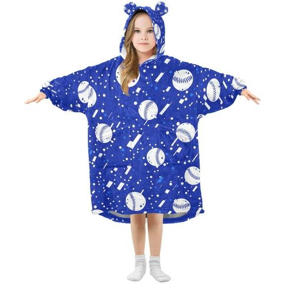 joogoo Wearable Blanket Hoodie for Baseball Art Pattern Oversized Sherpa Hooded 3-14 YR M