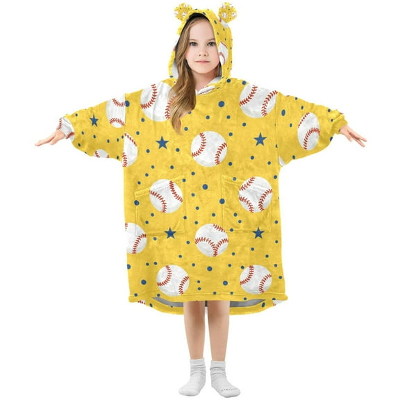 joogoo Wearable Blanket Hoodie for Baseball and Stars Oversized Sherpa Hooded 3-14 YR M