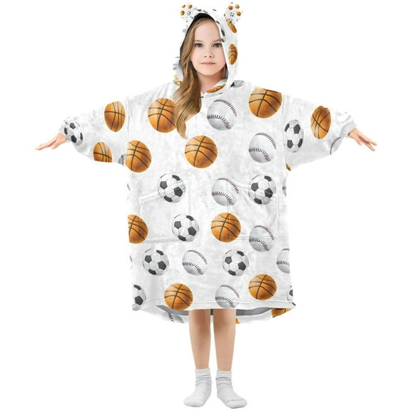 joogoo Wearable Blanket Hoodie for Basketball Football Baseball Oversized Sherpa Hooded 3-14 YR M