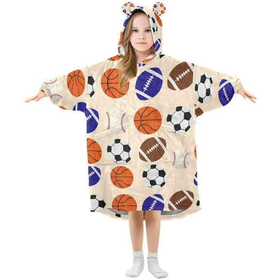 joogoo Wearable Blanket Hoodie for Basketballs Baseball Football Oversized Sherpa Hooded 3-14 YR M