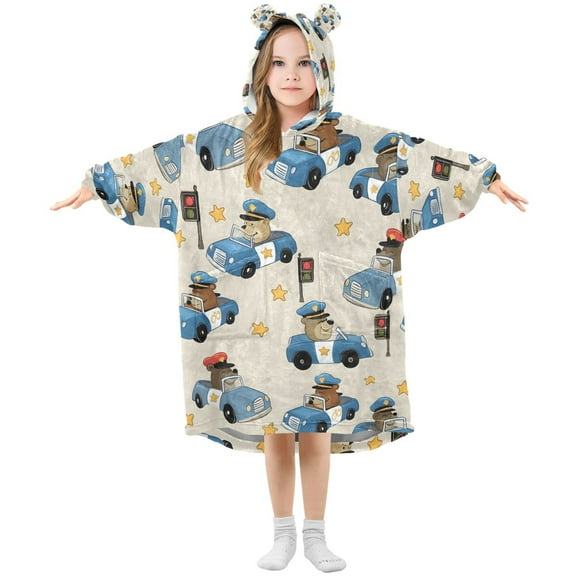 joogoo Wearable Blanket Hoodie for Bear Driving Car Flannel Sherpa Pocket 3-14 YR S