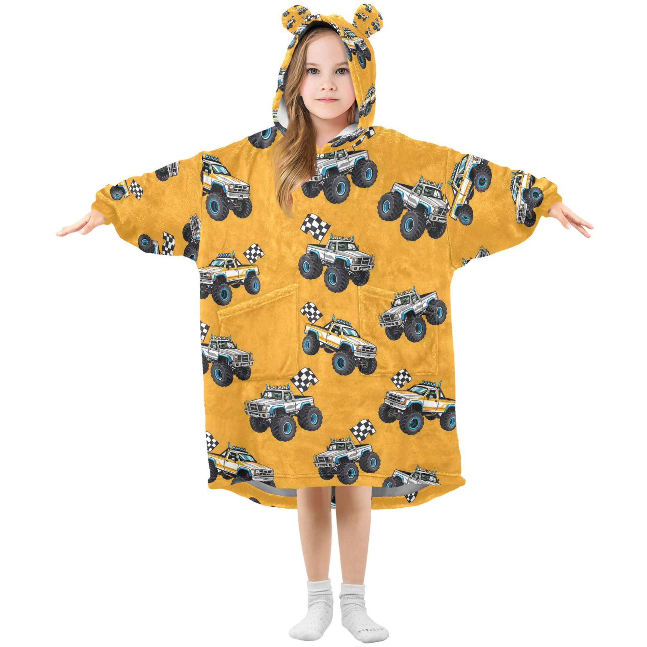 joogoo Wearable Blanket Hoodie for Cartoon Car Vehicle Flannel Sherpa Pocket 3-14 YR S