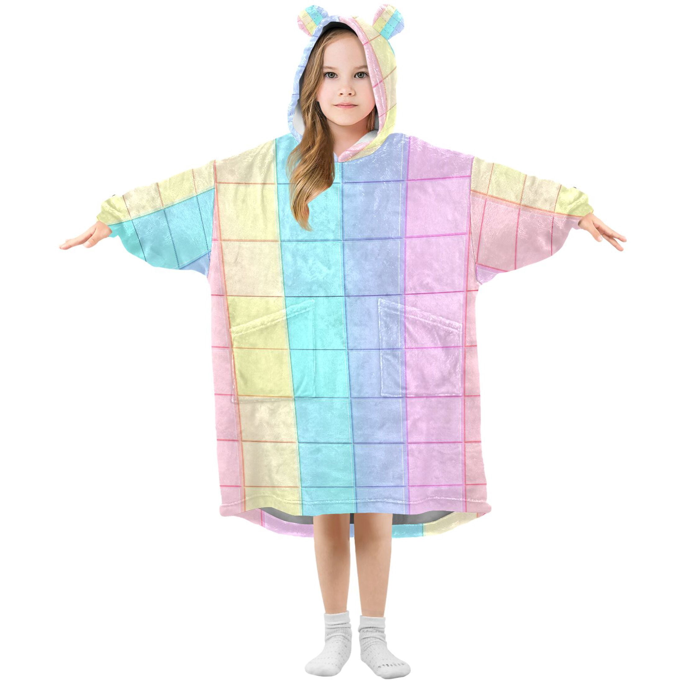 joogoo Wearable Blanket Hoodie for Checkered Plaid-a6 Flannel Sherpa Pocket 3-14 YR S