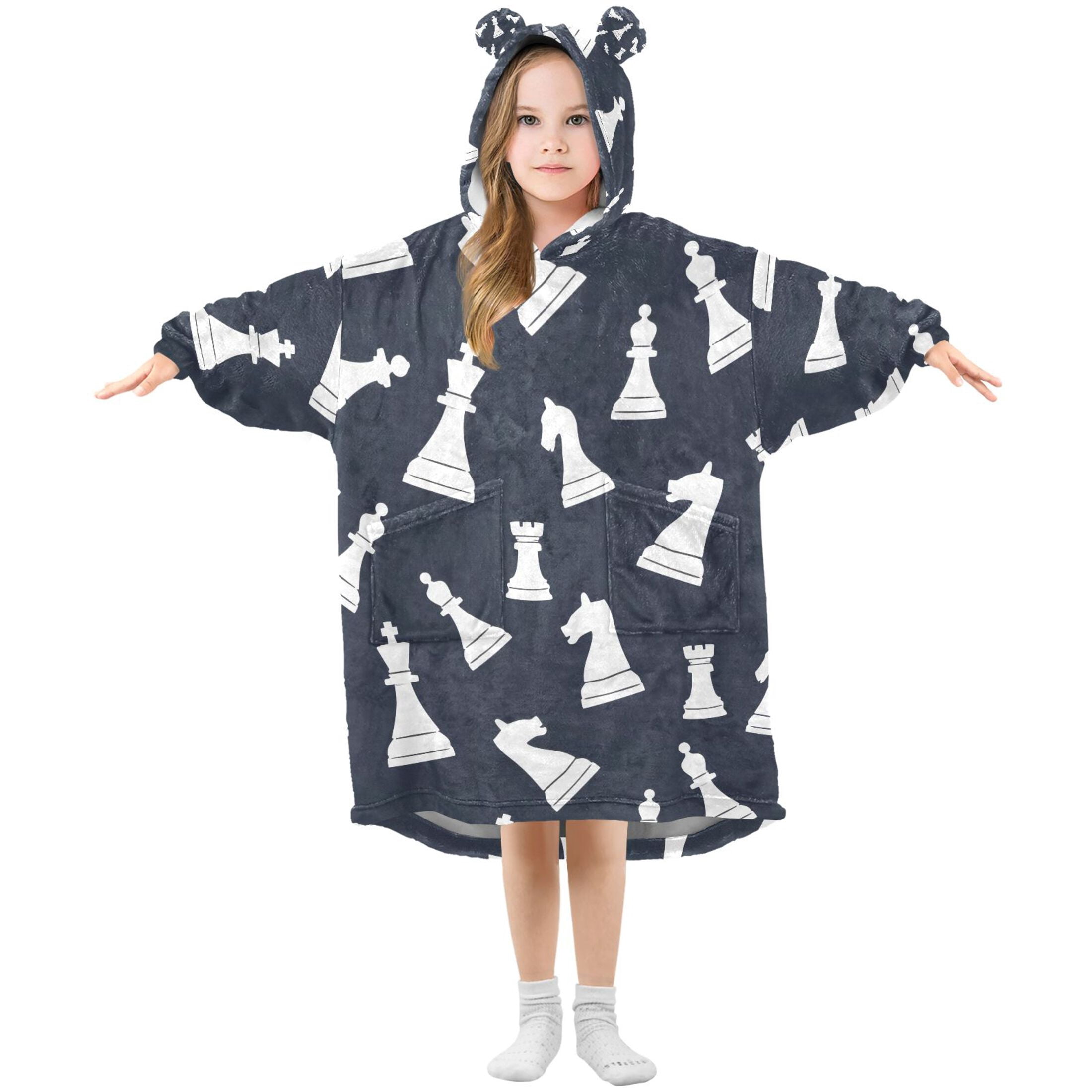 joogoo Wearable Blanket Hoodie for Chess Vintage Oversized Sherpa Hooded 3-14 YR M