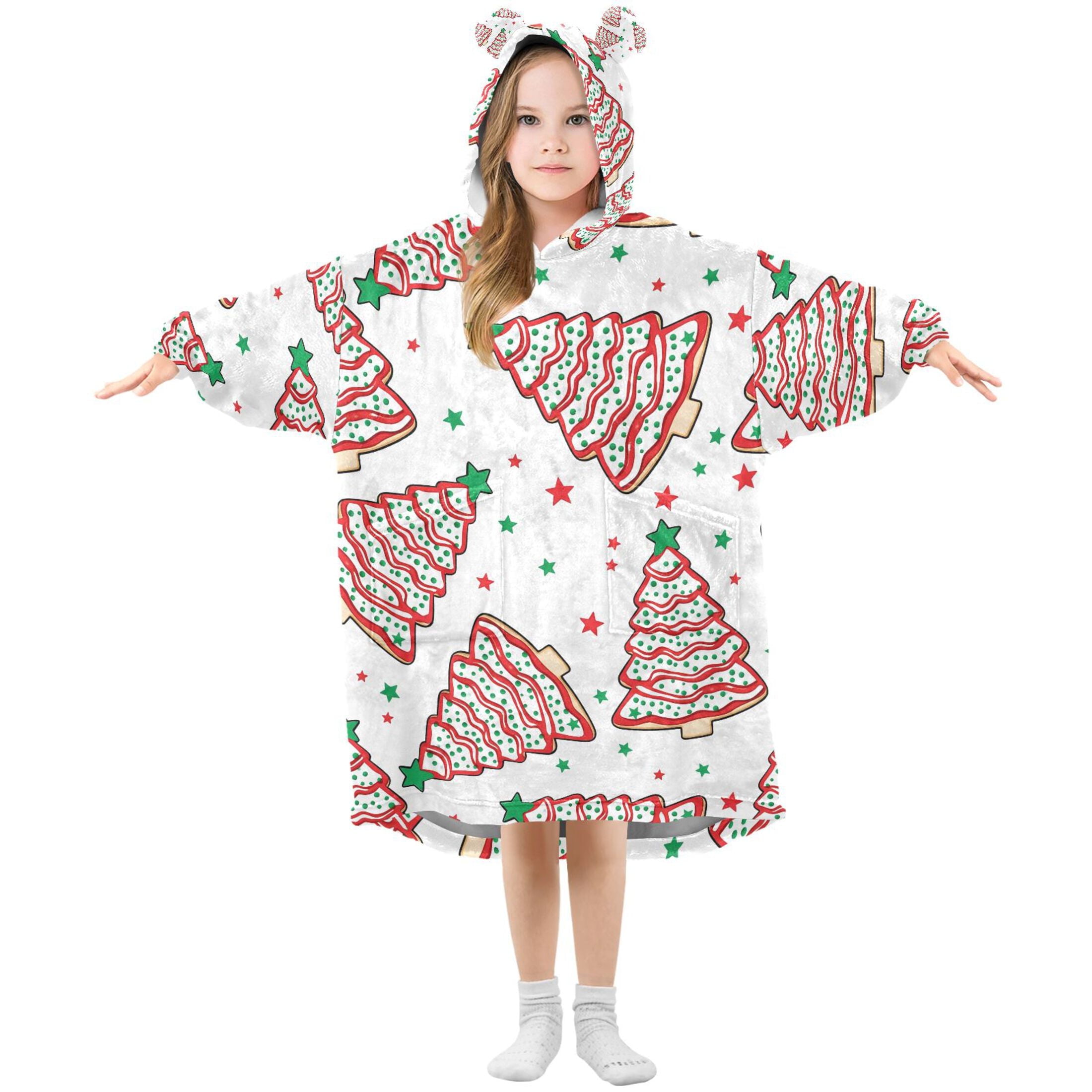 joogoo Wearable Blanket Hoodie for Christmas Tree Cakes Oversized Sherpa Hooded 3-14 YR M